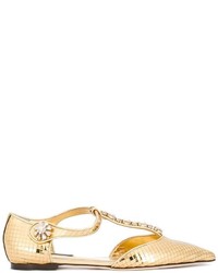 Ballerine in pelle decorate dorate di Dolce & Gabbana