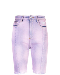 Bermuda di jeans effetto tie-dye viola chiaro
