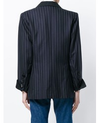 Blazer a righe verticali blu scuro di Yves Saint Laurent Vintage
