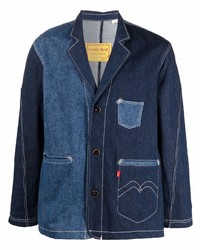 Blazer di jeans patchwork blu scuro di Levi's Made & Crafted