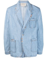 Blazer di jeans ricamato azzurro di Nick Fouquet