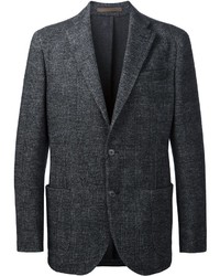 Blazer di lana a quadri grigio scuro di Eleventy