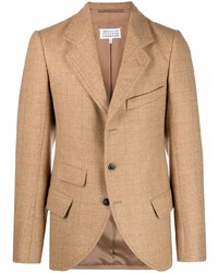 Blazer di lana a quadri marrone chiaro di Maison Margiela