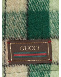 Blazer di lana a quadri verde oliva di Gucci