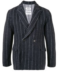 Blazer di lana a righe verticali blu scuro di Coohem