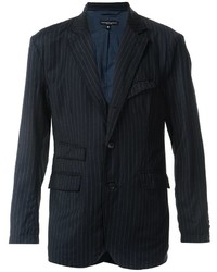 Blazer di lana a righe verticali blu scuro di Engineered Garments
