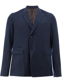 Blazer di lana a righe verticali blu scuro di Miharayasuhiro