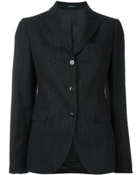 Blazer di lana a righe verticali grigio scuro