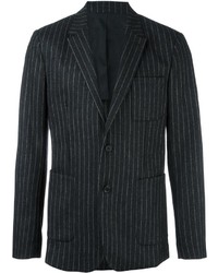 Blazer di lana a righe verticali grigio scuro di AMI Alexandre Mattiussi