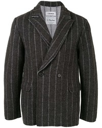 Blazer di lana a righe verticali grigio scuro di Coohem