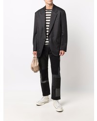 Blazer di lana a righe verticali grigio scuro di Junya Watanabe MAN