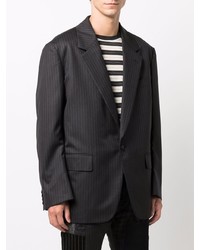 Blazer di lana a righe verticali grigio scuro di Junya Watanabe MAN