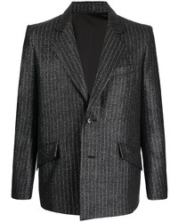 Blazer di lana a righe verticali grigio scuro di Sulvam