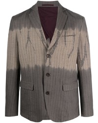 Blazer di lana a righe verticali grigio scuro di Suzusan