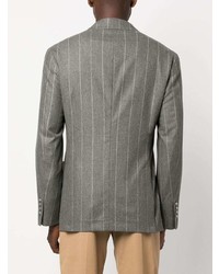 Blazer di lana a righe verticali grigio di Brunello Cucinelli