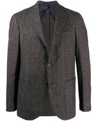 Blazer di lana a righe verticali marrone scuro di Barba