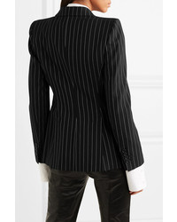 Blazer di lana a righe verticali nero e bianco di Alexander McQueen