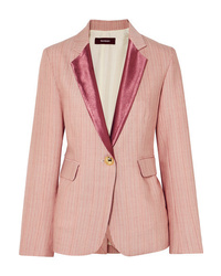 Blazer di lana a righe verticali rosa