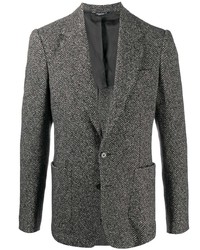 Blazer di lana a spina di pesce grigio scuro di Dolce & Gabbana
