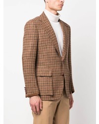 Blazer di lana con motivo pied de poule marrone di Polo Ralph Lauren