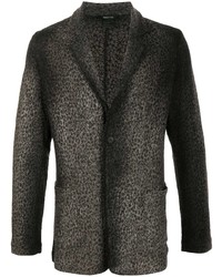 Blazer di lana leopardato grigio scuro di Avant Toi