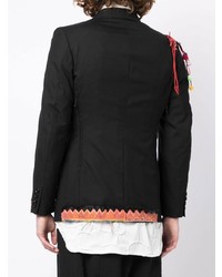 Blazer di lana patchwork nero di Yohji Yamamoto