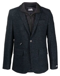 Blazer di lana scozzese blu scuro di Karl Lagerfeld