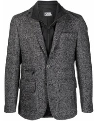 Blazer di lana scozzese grigio scuro di Karl Lagerfeld