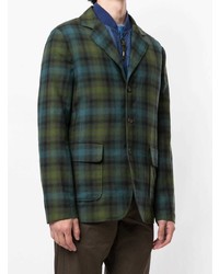 Blazer di lana scozzese verde scuro di Aspesi