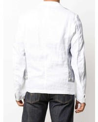 Blazer di lino a righe verticali bianco di Junya Watanabe MAN