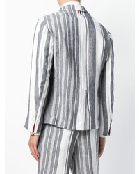 Blazer di lino a righe verticali grigio di Thom Browne