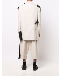 Blazer di lino patchwork beige di Yohji Yamamoto