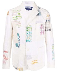 Blazer di lino patchwork bianco di Junya Watanabe MAN