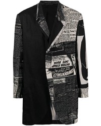 Blazer di lino patchwork nero di Yohji Yamamoto