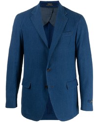 Blazer di seersucker blu scuro di Polo Ralph Lauren