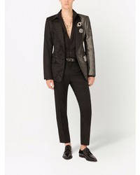 Blazer di seta patchwork nero di Dolce & Gabbana