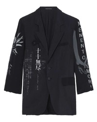 Blazer di seta stampato nero di Yohji Yamamoto