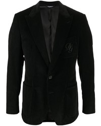 Blazer di velluto a coste ricamato nero di Dolce & Gabbana