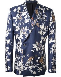 Blazer doppiopetto a fiori blu di Dolce & Gabbana