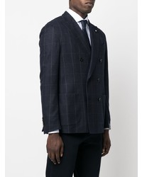 Blazer doppiopetto a quadri blu scuro di Lardini