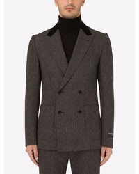 Blazer doppiopetto a righe verticali grigio scuro di Dolce & Gabbana