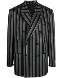 Blazer doppiopetto a righe verticali grigio scuro di Versace