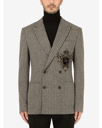 Blazer doppiopetto a righe verticali grigio di Dolce & Gabbana
