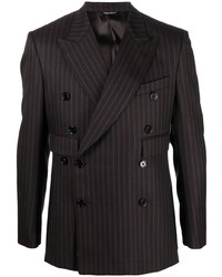 Blazer doppiopetto a righe verticali marrone scuro di Dolce & Gabbana