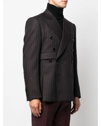 Blazer doppiopetto a righe verticali marrone scuro di Dolce & Gabbana