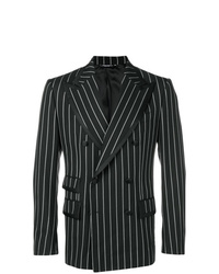 Blazer doppiopetto a righe verticali nero di Dolce & Gabbana
