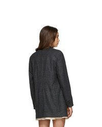 Blazer doppiopetto di lana a quadri grigio scuro di Isabel Marant Etoile