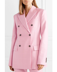 Blazer doppiopetto di lana a quadri rosa di Calvin Klein 205W39nyc