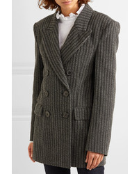 Blazer doppiopetto di lana a righe verticali grigio scuro di Isabel Marant