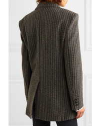 Blazer doppiopetto di lana a righe verticali grigio scuro di Isabel Marant